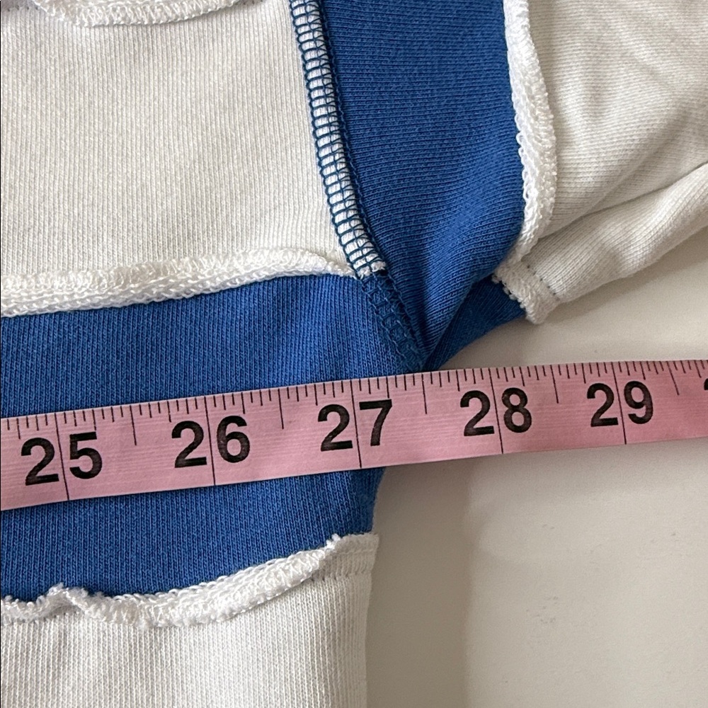 JoyLab Striped Oversized French Terry Crewneck Sweatshirt Blue White XXL - Picture 10 of 12